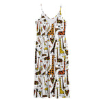 Cartoon Giraffe Pattern Print Jersey Midi Cami Dress