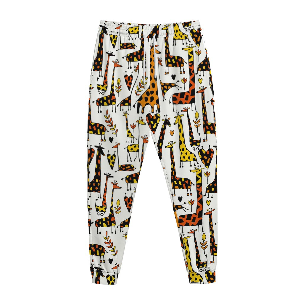 Cartoon Giraffe Pattern Print Jogger Pants