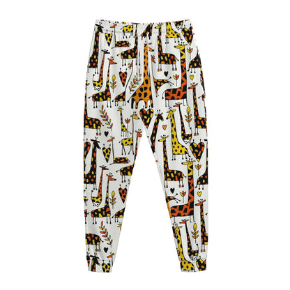 Cartoon Giraffe Pattern Print Jogger Pants