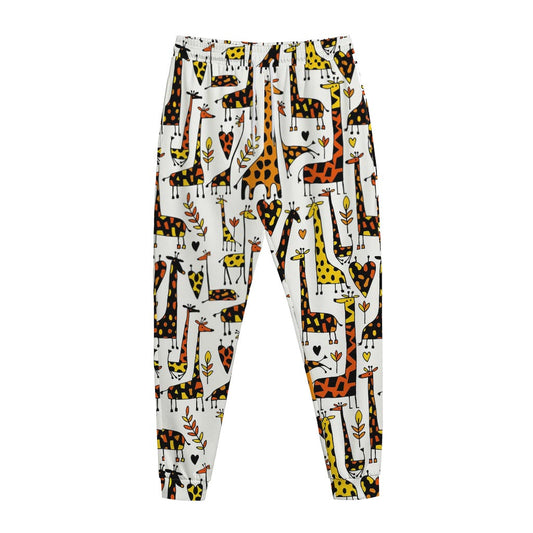 Cartoon Giraffe Pattern Print Jogger Pants