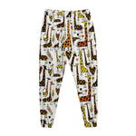 Cartoon Giraffe Pattern Print Jogger Pants