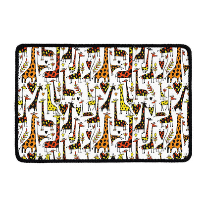 Cartoon Giraffe Pattern Print Kitchen Mat