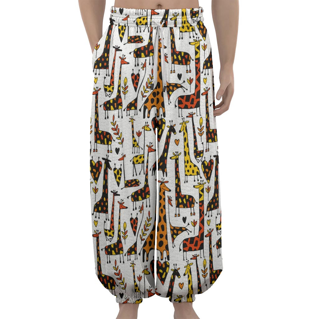 Cartoon Giraffe Pattern Print Lantern Pants