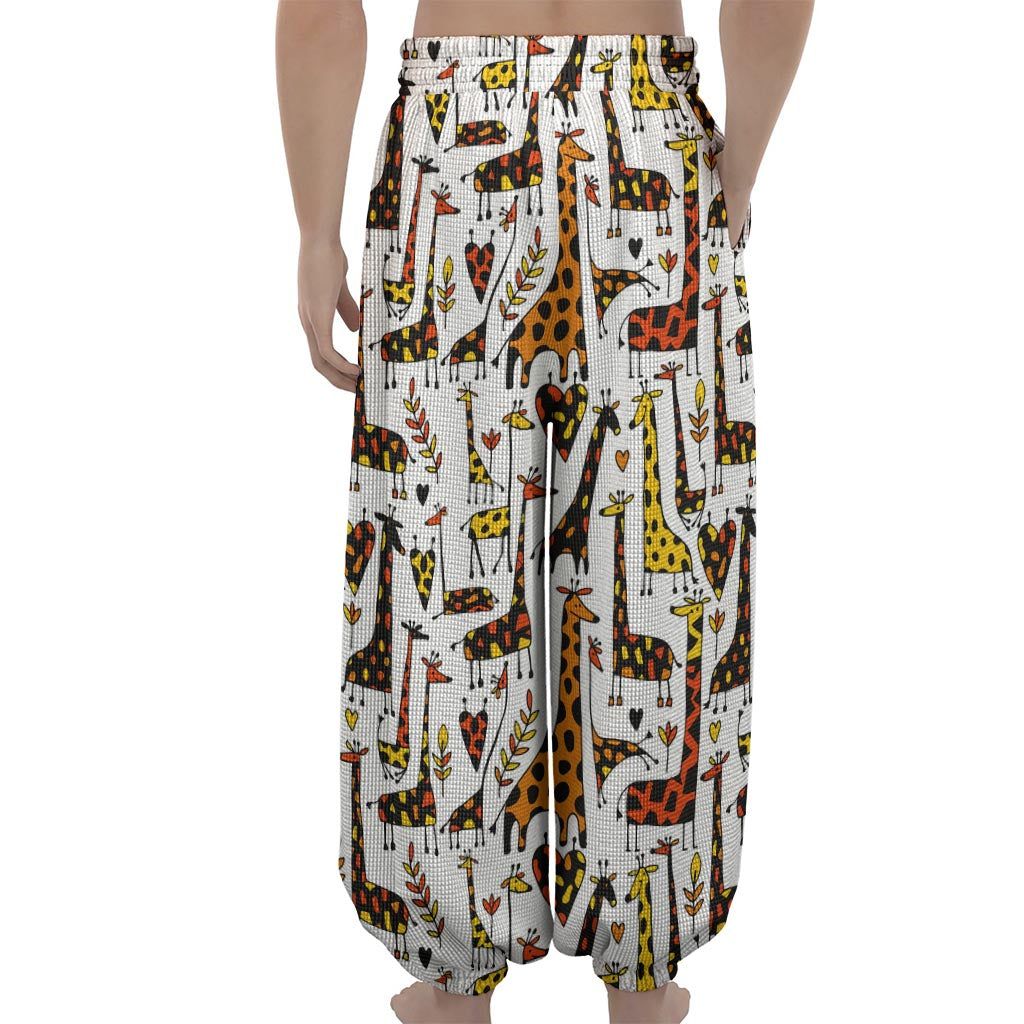 Cartoon Giraffe Pattern Print Lantern Pants