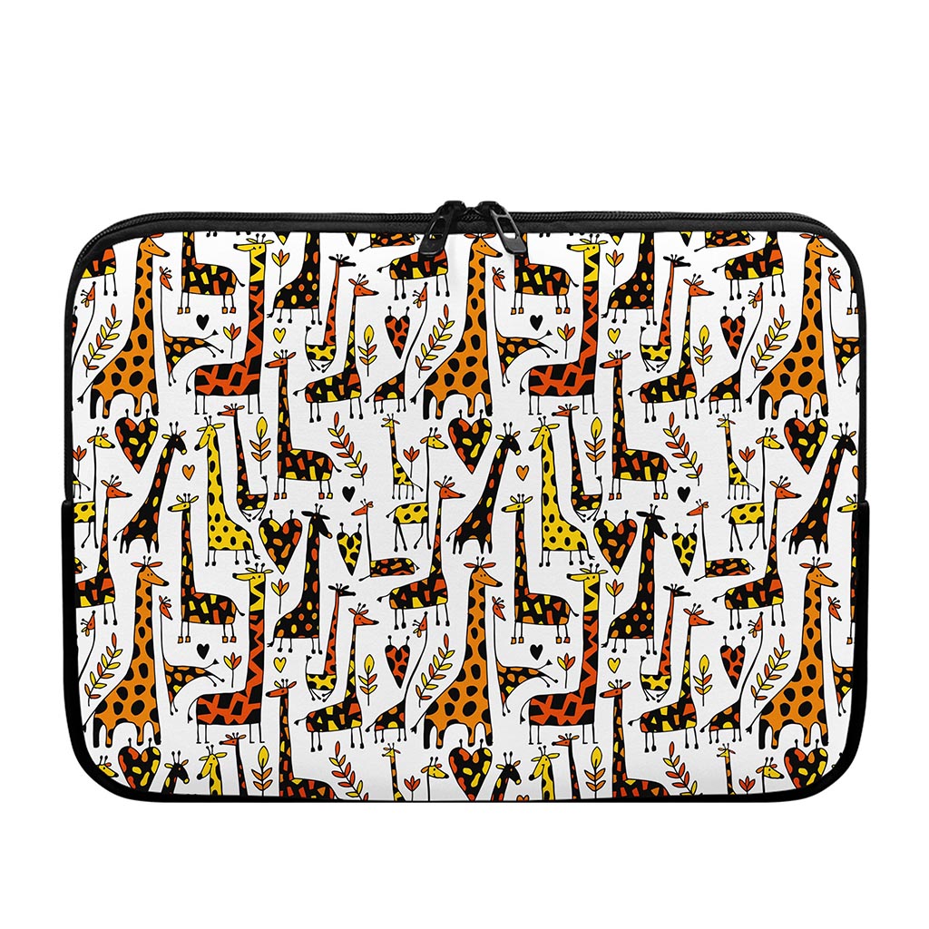 Cartoon Giraffe Pattern Print Laptop Sleeve