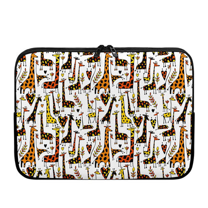 Cartoon Giraffe Pattern Print Laptop Sleeve
