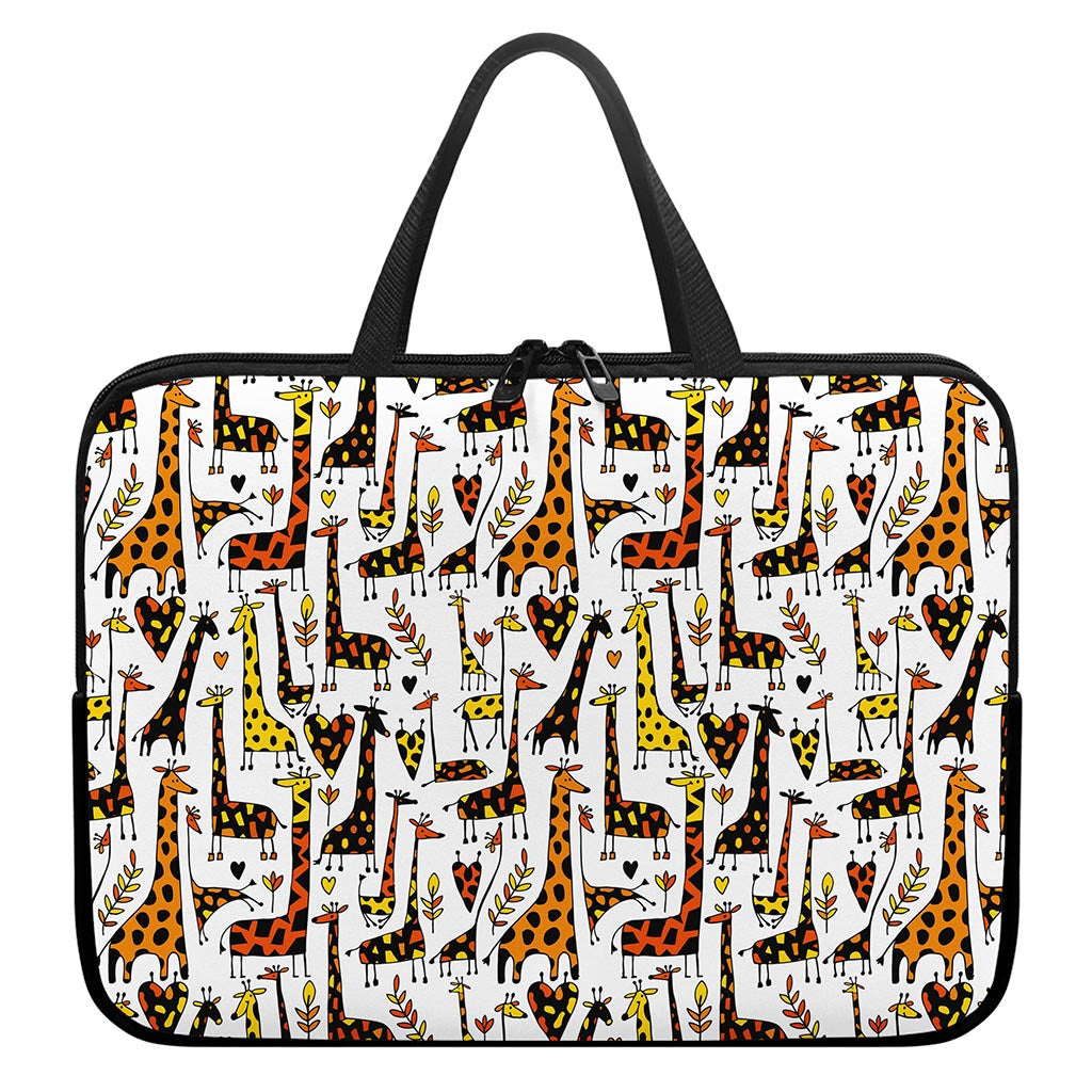 Cartoon Giraffe Pattern Print Laptop Sleeve With Handle