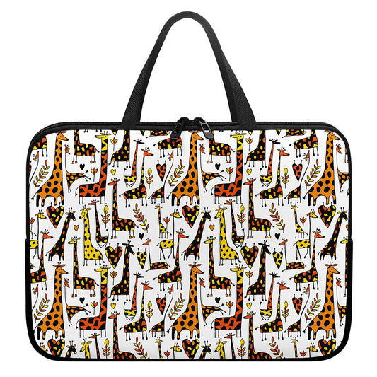 Cartoon Giraffe Pattern Print Laptop Sleeve With Handle