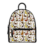 Cartoon Giraffe Pattern Print Leather Backpack
