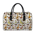 Cartoon Giraffe Pattern Print Leather Duffel Bag