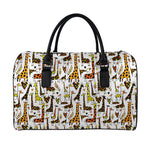 Cartoon Giraffe Pattern Print Leather Duffle Bag