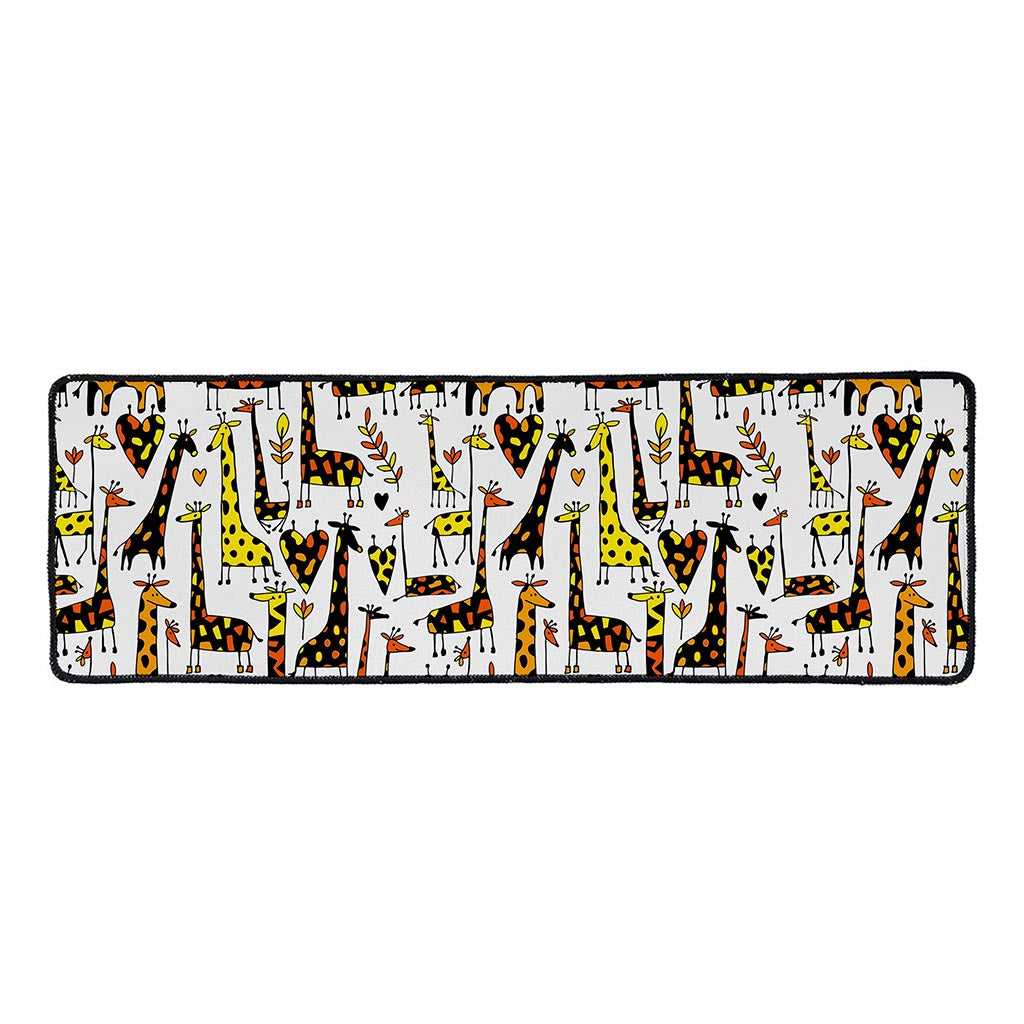 Cartoon Giraffe Pattern Print Long Kitchen Mat