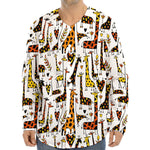 Cartoon Giraffe Pattern Print Long Sleeve Baseball Jersey