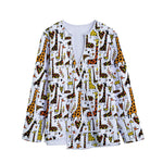 Cartoon Giraffe Pattern Print Long Sleeve Short Coat