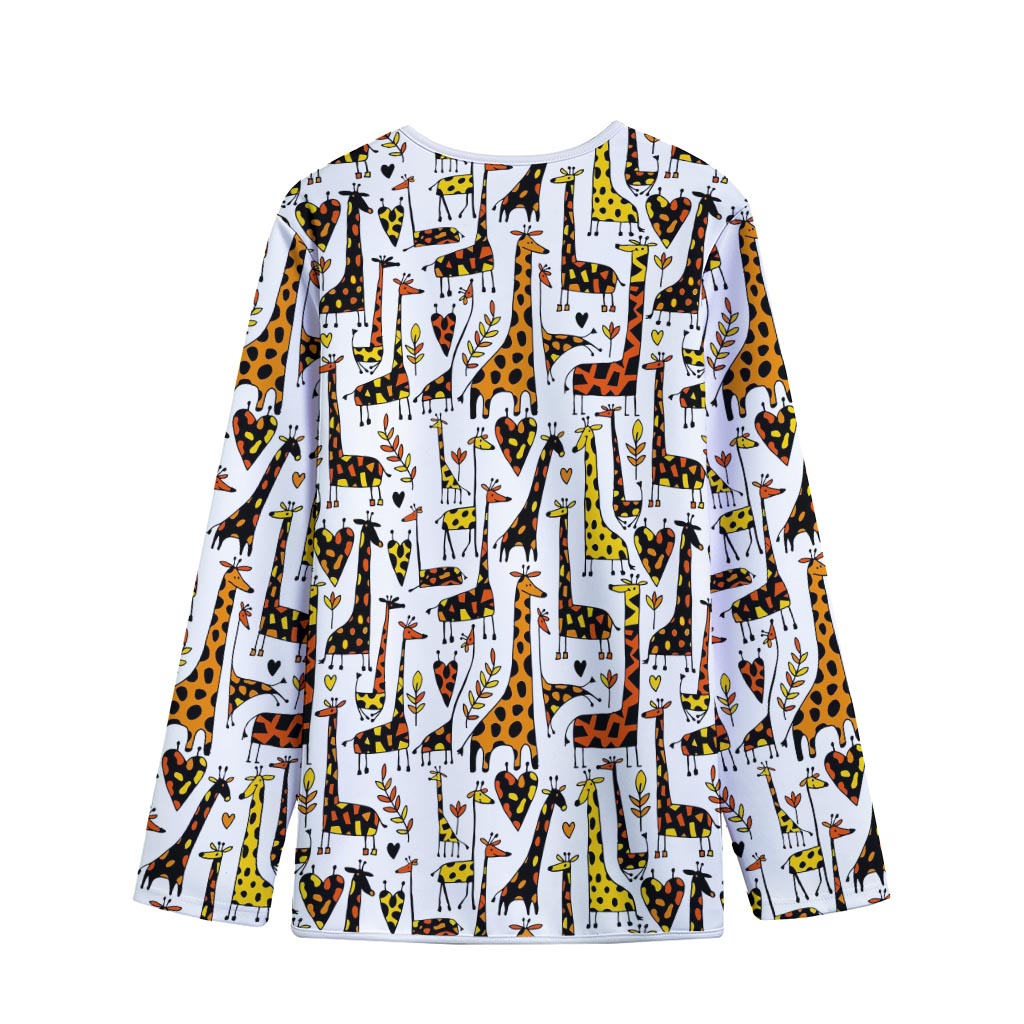 Cartoon Giraffe Pattern Print Long Sleeve Short Coat
