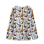 Cartoon Giraffe Pattern Print Long Sleeve Short Coat
