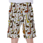 Cartoon Giraffe Pattern Print Men's Beach Shorts