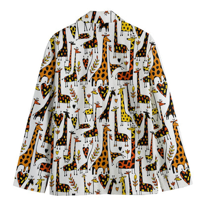 Cartoon Giraffe Pattern Print Men's Blazer