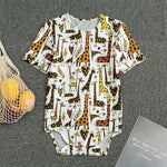 Cartoon Giraffe Pattern Print Men's Bodysuit