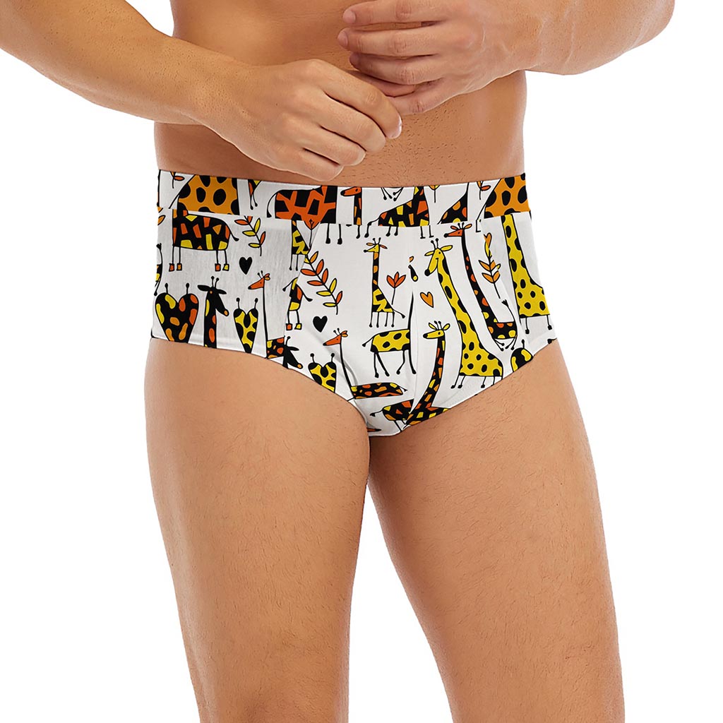 Cartoon Giraffe Pattern Print Men's Briefs