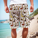 Cartoon Giraffe Pattern Print Men's Cargo Shorts