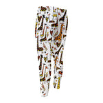 Cartoon Giraffe Pattern Print Men's Compression Pants