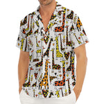 Cartoon Giraffe Pattern Print Men's Deep V-Neck Shirt