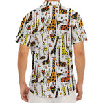 Cartoon Giraffe Pattern Print Men's Deep V-Neck Shirt