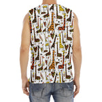 Cartoon Giraffe Pattern Print Men's Fitness Tank Top