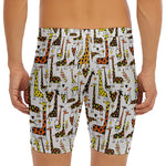 Cartoon Giraffe Pattern Print Men's Long Boxer Briefs