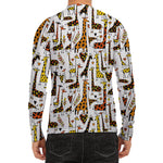 Cartoon Giraffe Pattern Print Men's Long Sleeve Rash Guard