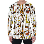 Cartoon Giraffe Pattern Print Men's Long Sleeve T-Shirt