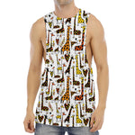 Cartoon Giraffe Pattern Print Men's Muscle Tank Top