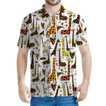 Cartoon Giraffe Pattern Print Men's Polo Shirt
