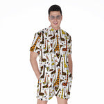 Cartoon Giraffe Pattern Print Men's Rompers