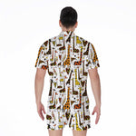 Cartoon Giraffe Pattern Print Men's Rompers