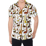 Cartoon Giraffe Pattern Print Men's Shirt