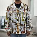 Cartoon Giraffe Pattern Print Men's Shirt Jacket