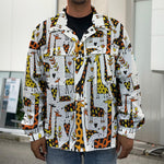 Cartoon Giraffe Pattern Print Men's Shirt Jacket