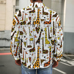 Cartoon Giraffe Pattern Print Men's Shirt Jacket