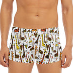 Cartoon Giraffe Pattern Print Men's Short Boxer Briefs