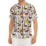 Cartoon Giraffe Pattern Print Men's Short Sleeve Rash Guard