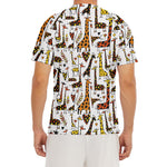 Cartoon Giraffe Pattern Print Men's Short Sleeve Rash Guard