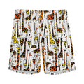 Cartoon Giraffe Pattern Print Men's Athletic Shorts
