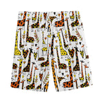 Cartoon Giraffe Pattern Print Men's Sports Shorts