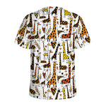 Cartoon Giraffe Pattern Print Men's Sports T-Shirt