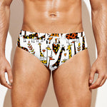 Cartoon Giraffe Pattern Print Men's Swim Briefs