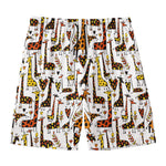 Cartoon Giraffe Pattern Print Men's Swim Trunks