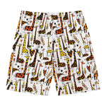 Cartoon Giraffe Pattern Print Men's Swim Trunks