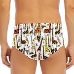 Cartoon Giraffe Pattern Print Men's Triangle Swim Briefs